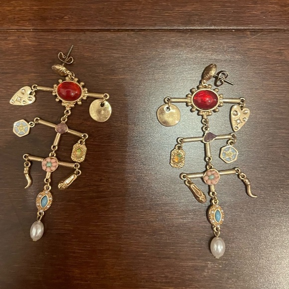 free people maxy charm dangle Gold Earrings in bohemian - Picture 6 of 9